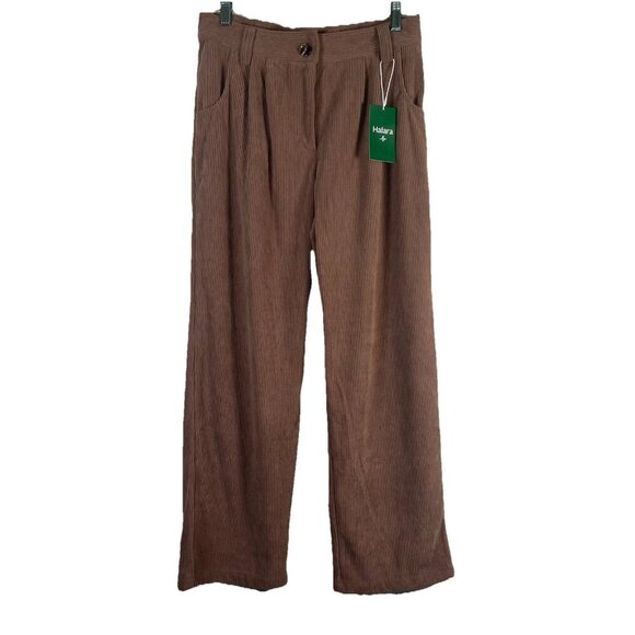 Halara Mid Rise Button Zipper Side Pocket Corduroy Pants Cocoa Brown Size M NEW - Picture 2 of 12
